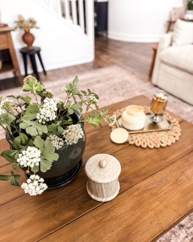I’ve been MIA for the last couple weeks dealing with some unexpected health issues since my surgery 4 weeks ago. I feel like there has been an improvement and hopeful it will continue getting better. Missing all my IG friends!! 🫶🏻 

.
.
.
.
.
.
.
#coffeetablestyling #springflorals #livingroominspiration #livingroomdecor #pottery #rossfinds #homegoodsfinds